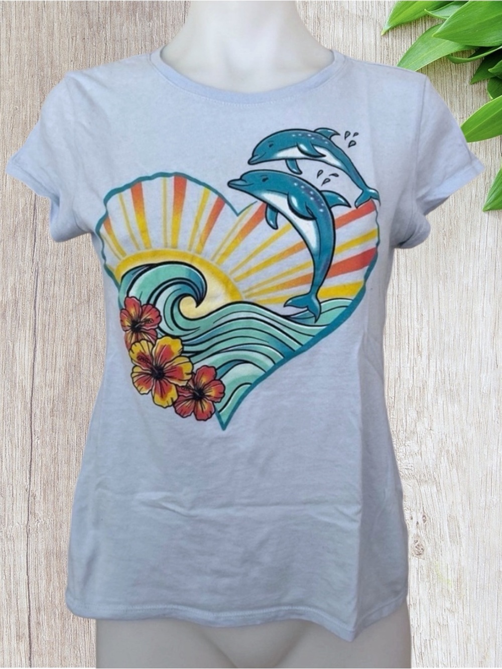 (NWOT) PLACE Girl’s Dolphin Light Blue Tee, Size: XXL (16)